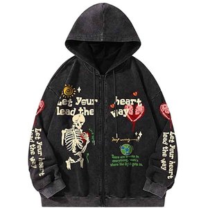 <b>Gothic</b> Cross Print Zip-Up <b>Hoodie</b> Men Oversized Knitted Cotton Hooded Sweatshirt Autumn Style - Product Image 4