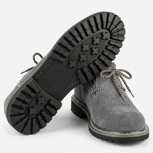 Chaussures de marche pour hommes en daim synthétique gris à lacets, en cuir de vache, imperméables, antidérapantes, semelle EVA, bout rond, bottes décontractées - Product Image 1