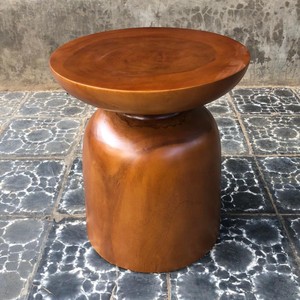 Modern Solid Suar Wood Pedestal Side Table Round Top Minimalist <b>Stool</b> Handcrafted Wooden End Table for Living Room Bedroom Decor - Product Image 4