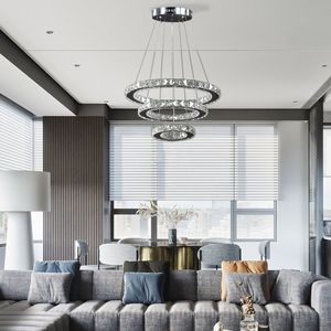 Alva grande 11.8 a triplo cerchio \ "47.2 \" regolabile in altezza moderna lampadario con telecomando a LED bianco puro - Product Image 2