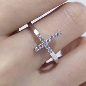 <b>Cross</b> Diamond <b>Ring</b> Round Brilliant Cut Lab Diamonds Religious Style Unisex Jewelry - Product Image 6