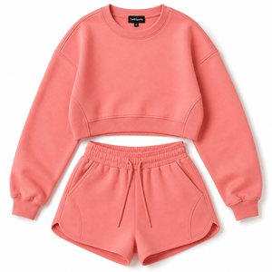 Sweatshirt <b>Shorts</b> Set <b>Women</b> Casual 2 Piece <b>Lounge</b> Outfit Oversized Crewneck Top Matching <b>Shorts</b> Set - Product Image 1