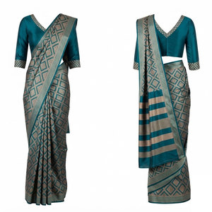 Sari tendance pour femme, vêtement traditionnel indien drapé, imprimé et brodé, tenue ethnique pour mariage, fête, festival - Product Image 1