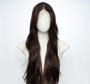 Pelucas de Cabello Humano Ondulado Marrón Oscuro Personalizadas con Encaje Frontal Transparente HD, Densidad 180, Sin Pegamento, Línea de Cabello Pre-Desplumada - Product Image 1