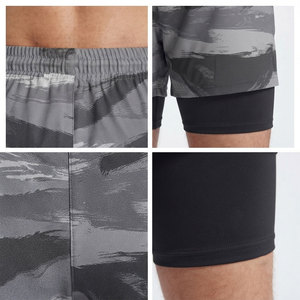 Shorts de sport 2-en-1 pour hommes de qualité supérieure avec doublure de compression, en tissu léger mélangé polyester et élasthanne, séchage rapide, prix de gros - Product Image 6
