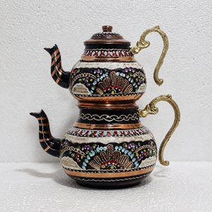 Traditional Turkish Copper Double <b>Tea</b> Pot <b>Set</b> Handmade Enamel Copper <b>Tea</b> Kettle OEM Wholesale Supplier Manufacturer Factory - Product Image 2