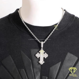 จี้ไขว้3D สุดหรูสำหรับผู้ชายและผู้หญิงเครื่องประดับฮิปฮอปเพชรสำหรับปลูกในห้องทดลองเงิน925 - Product Image 3