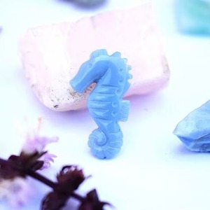 Natural <b>Blue</b> <b>Opal</b> Sea Horse Carved Gemstone Pendant Charm Loose Stone For Jewelry Making Wholesale Bulk Fancy Carving 25mm - Product Image 6