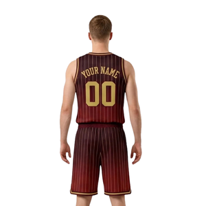 Ensemble de maillots de basket-ball à rayures personnalisées, uniforme d'équipe imprimable par sublimation, uniforme de sport respirant à séchage rapide, respectueux de l'environnement, 100% écologique - Product Image 2