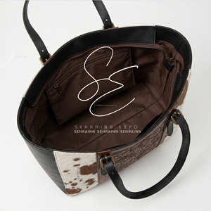 Bolso Tote de Cuero Vacuno Occidental con Pelo, Bolso de Hombro Grabado, Bolso Vintage Estilo Vaquera, Cartera Negra para Mujer, Oficina, Portátil - Product Image 5