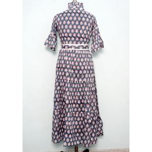 เดรสยาวผ้าฝ้ายแท้ 100% สำหรับผู้หญิง ลายพิมพ์เพสลีย์แบบอินเดีย แขนยาว ใส่สบาย เหมาะสำหรับใส่ลำลองหรือใส่นอน - Product Image 6