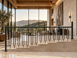Balustrade moderne en fer forgé et alliage d'aluminium, garde-corps décoratif pour balcon extérieur, porche, escalier, jardin, salle de sport - Product Image 3