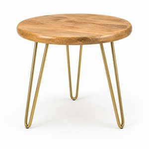 Mesa Auxiliar de Madera de Mango con Detalles en Latón |   Redondo Contemporáneo Hecho a Mano y Ecológico |   Aqudus Saleem Tivoli Venta al por Mayor - Product Image 1