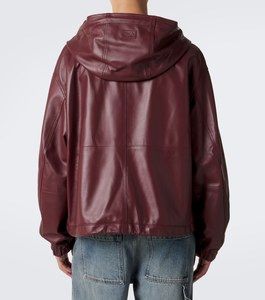 Veste unisexe en cuir véritable de qualité supérieure à capuche et patchwork, style classique décontracté, vêtement d'extérieur automne, élégante et réversible - Product Image 4