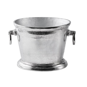 Seau à glace rond en aluminium moulé à la main, couleur argent, pour vin et bière, avec poignée, idéal pour les mariages, les fêtes et les célébrations - Product Image 1