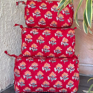 Set de Bolsas de Aseo con Diseño Floral de Jaipur, Organizador de Viaje, Bolsas de Cosméticos, Artesanía India Sostenible para Uso Diario y Regalos - Product Image 4