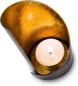 Elegant modern candle holder pair gold interior black exterior statement decor for <b>shelves</b> <b>tables</b> and minimalist home styling - Product Image 6