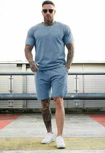 Ensembles 2 pièces de vêtements de marque pour hommes – Nouveauté été – Shorts décontractés et T-shirt à manches courtes – Couleurs unies – Ensemble de survêtement – Vente en gros - Product Image 5