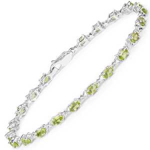 Pulsera de Peridoto Natural Certificado en Plata de Ley, Ovalada, Estilo Tenis, Gema Verde, Piedra de Nacimiento de Agosto, Regalo de Joyería para Ella - Product Image 1