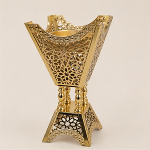 Gold Metal Bakhoor Burner Arabic Mabkhara Charcoal Incense Holder Tower Shape Oud Frankincense Censer for Home <b>Decor</b> Ramadan Eid - Product Image 1
