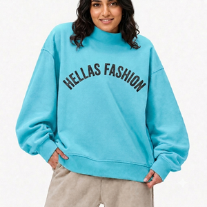 Sudadera de cuello alto de algodón ligero, la más vendida, informal, para invierno, con puños acanalados, mangas largas, proveedor - Product Image 1
