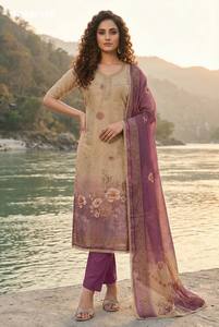 Conjunto de Salwar-Suit y Dupatta de Algodón y Seda de Buena Calidad para Uso Ocasional con Trabajo Artesanal, Compra en Línea, Suministro al por Mayor en India - Product Image 4