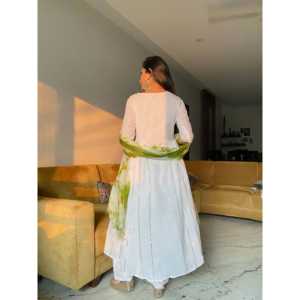 Conjunto de Traje Transpirable de Rayón Blanco para Mujer, Talla XS, Tela Chifón - Product Image 4