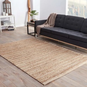 Alfombra de Yute a Rayas, Rectangular, Moderna, Tejido Plano, Beige, para Sala de Estar, Ecológica, Pelo Fino - Product Image 2