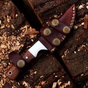 Cuchillos de Caza Hechos a Mano al por Mayor, de Acero de Damasco, Hoja Fija, Mango de Madera, para Supervivencia al Aire Libre y Camping, con Funda - Product Image 3