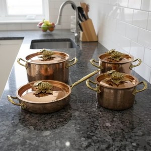 High Grade Gold Plated Prime Quality Stainless Steel Hand Hammered Grapes Ornate Lids Handles Luxury Ruffoni Casseroles Pots - Product Image 4