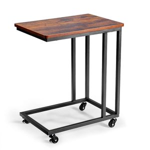 Tavolino Laterale a Forma di C con Ruote, Supporto Portatile con Struttura in Metallo per Soggiorno, Camera da Letto o Ufficio - Product Image 1