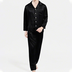 Conjunto de Pijama de Dos Piezas de Satén de Seda Hecho a Medida para Mujer y Hombre, Cintura Elástica, Corte Holgado, Ropa de Estar Unisex con Adornos de Diamantes de Imitación - Product Image 1