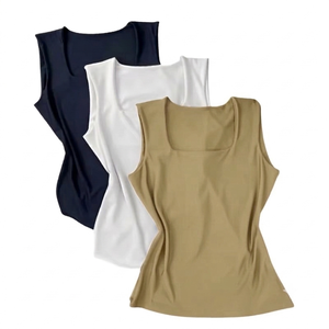 Camiseta sin mangas personalizada para mujer, de alta calidad, en negro, blanco y marrón claro, transpirable, informal, teñida, ropa al por mayor. - Product Image 1