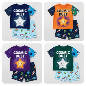 Ensemble de vêtements d'été pour garçons et filles, chemise et short respirants, tenue décontractée légère, taille personnalisée, opérations d'exportation - Product Image 6
