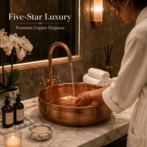 Handcrafted <b>Round</b> Smooth Copper Vessel Wash <b>Basin</b> Luxury Countertop Bathroom Sink Premium Designer Copper <b>Basin</b> for Home Hotel - Product Image 3