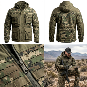 OEM Custom Summer Waterproof Print Hunting <b>Jacket</b> <b>Men</b> Silent <b>Shell</b> Thermal Nylon Lined Heavy Duty Outdoor Sports Wear Front - Product Image 6