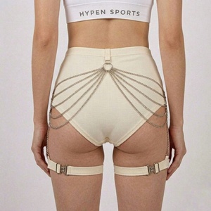 Wholesale HYPEN SPORTS Women Fitness Yoga Sports Biker Gym Shorts Seamless <b>Chain</b> Link Skinny Fit Mid-<b>Waist</b> Polyester/Cotton - Product Image 4