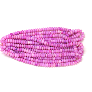 Hermosas cuentas de ópalo rosa lila oscuro en forma de rondel liso, cuentas de ópalo rosa en forma de rondel liso de 16 pulgadas, cuentas de piedras preciosas de CALIDAD, joyería. - Product Image 5