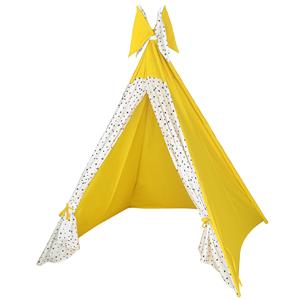 Tienda de campaña tipi infantil para interiores, de poliéster amarillo, diseño moderno, con cortinas con estampado de estrellas Diwali, para casa de juegos de bebé, decoración de dormitorio y guardería - Product Image 2