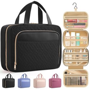 Borsa per il trucco impermeabile HOTOR con gancio per appendere e tasche multiple, borsa da viaggio per articoli da toeletta per donne e uomini - Product Image 1
