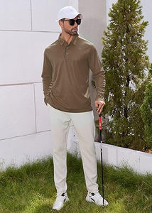 Chemises polo tactiques à manches longues en piqué, 100% polyester, OEM, chemise tactique décontractée pour homme, anti-rides, séchage rapide, performance - Product Image 5