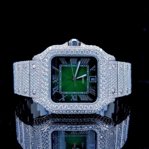 Reloj Mecánico de Lujo para Hombre con Esfera Cuadrada, Correa de Acero Inoxidable, Números Romanos y Moissanita de Alta Calidad - Product Image 1