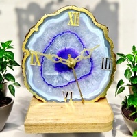 Jam Meja Agate Poles Tangan Buatan Cambay Art, Gerakan Kristal Kuarsa Alami, Feng Shui, Kualitas Tinggi, Tren Mode, Dekorasi Rumah