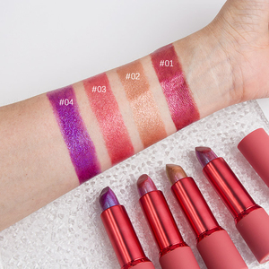 4 Shades Shimmer <b>Metallic</b> <b>Lipstick</b>, Long-Lasting Glitter <b>Lipstick</b> with Multi-Chrome Finish - Product Image 2