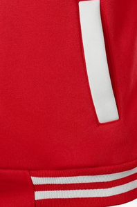 Hardihood International Men's Red Varsity Jacket Stand Collar <b>Covered</b> <b>Button</b> Front Polyester/Cotton Canvas Breathable - Product Image 3