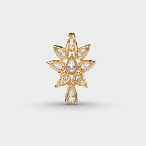 Elegant 18K Yellow Gold Diamond Bloom <b>Statement</b> <b>Necklace</b> for Women IGI Certified Wedding Floral Cluster Pendant <b>Necklace</b> | - Product Image 1