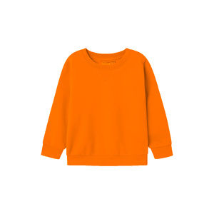 Sweat-shirt à col rond en velours coupe-vent et écologique, orange, en coton, à manches longues et à manches lanternes, pour l'hiver, pour les tout-petits et les enfants - Product Image 1