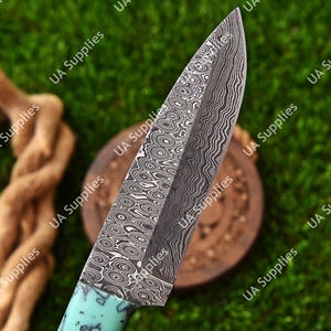 Couteau de survie EDC à lame fixe en acier Damas, manche en bois de rose, fait main, pour la chasse, le camping, le bushcraft, OEM OBM - Product Image 4