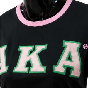 Camiseta Ringer Rosa, Verde y Negra para Mujer, con Letras Bordadas Clásicas, Top Informal de Manga Corta, Ropa de Moda, Estilo Diario - Product Image 6