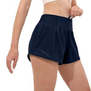 Pantalones calientes de cintura media para mujer hechos a medida 100% poliéster Color azul marino Mejor precio de fábrica Deportes Fitness Yoga Shorts de Bangladesh - Product Image 2
